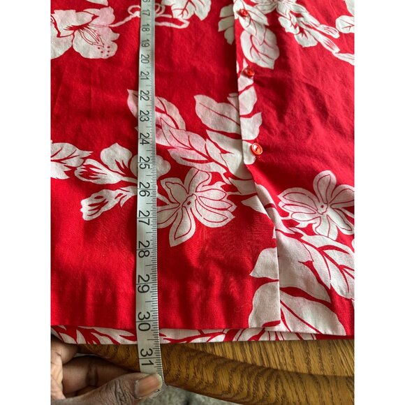 Hilo Hattie Shirt Mens XL Red Hawaiian Aloha Floral Beach Resort Vacation Tropi - Picture 5 of 6
